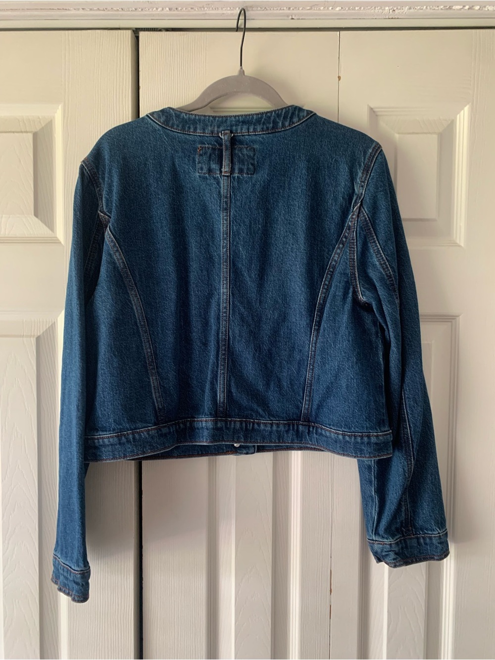 LOFT Blue Denim Tie-Neck Jacket - Picture 4 of 5